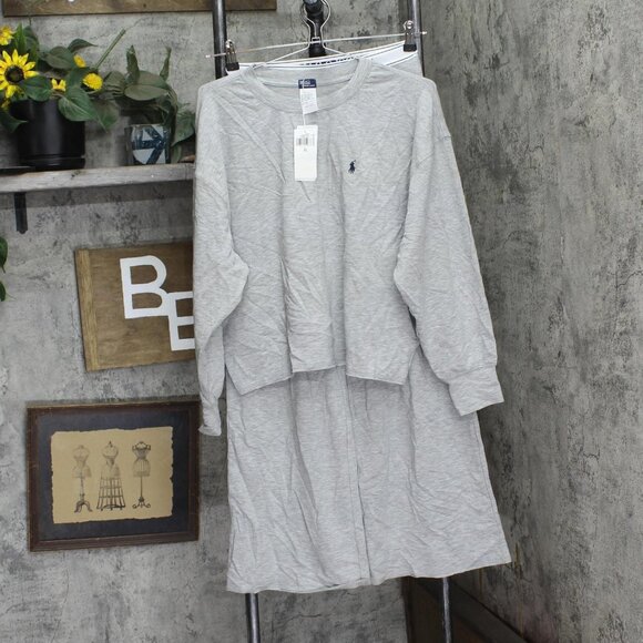 Polo by Ralph Lauren Pants - Polo Ralph Lauren Womens Sweatshirt & Wide Leg Pants Set 4P8026 Gray XS